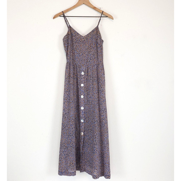Seafolly SIZE XS Spahetti Strap Spirit Animal Print Button Front Midi Dress FLAW - Picture 1 of 13